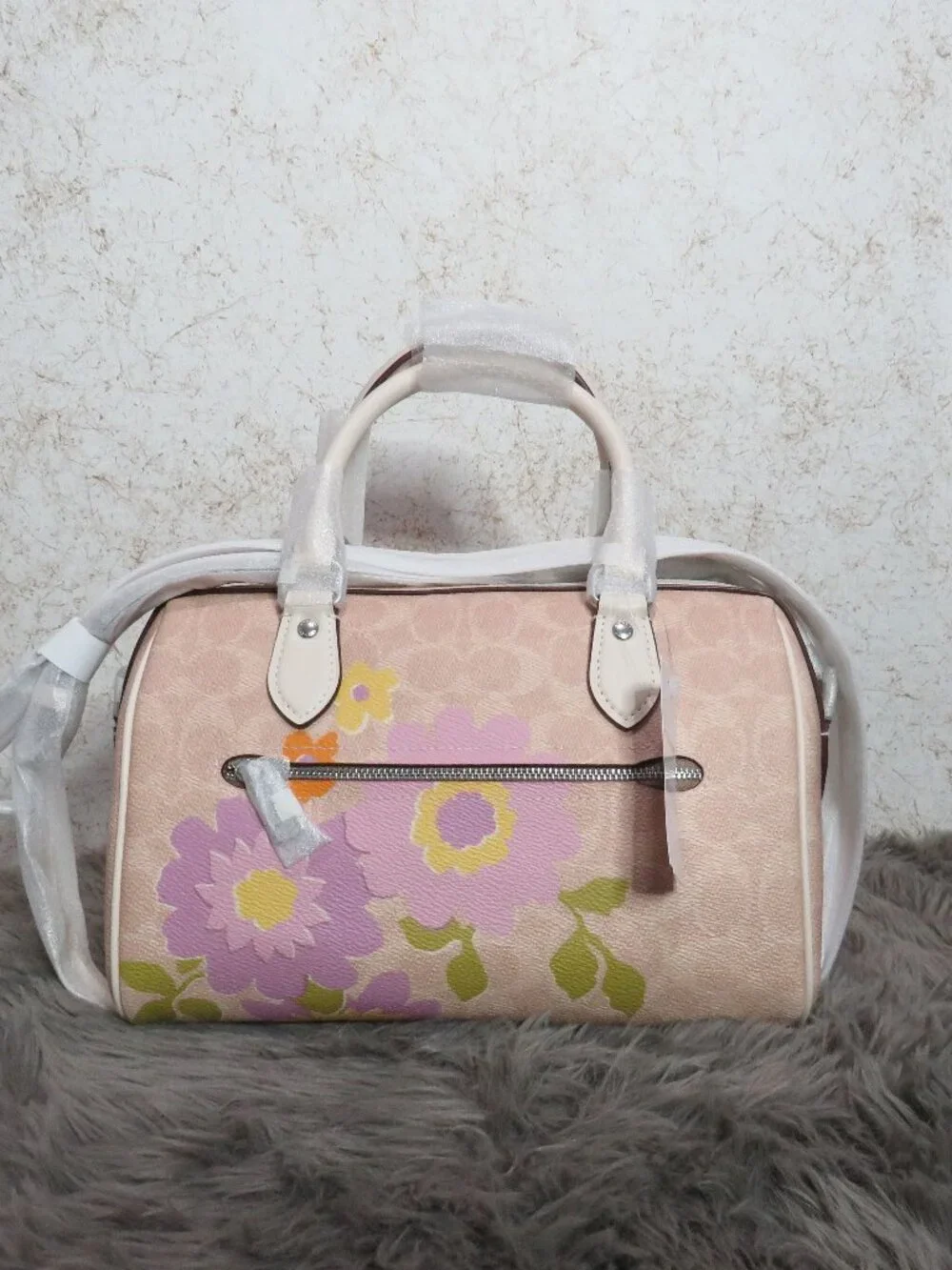 Coach Rowan Satchel with Floral Print (Sand) - NWT (CBG72)